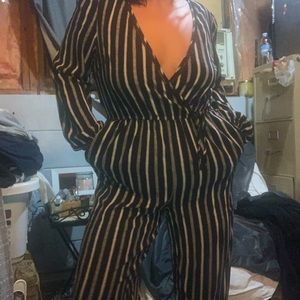 Stripped pant romper